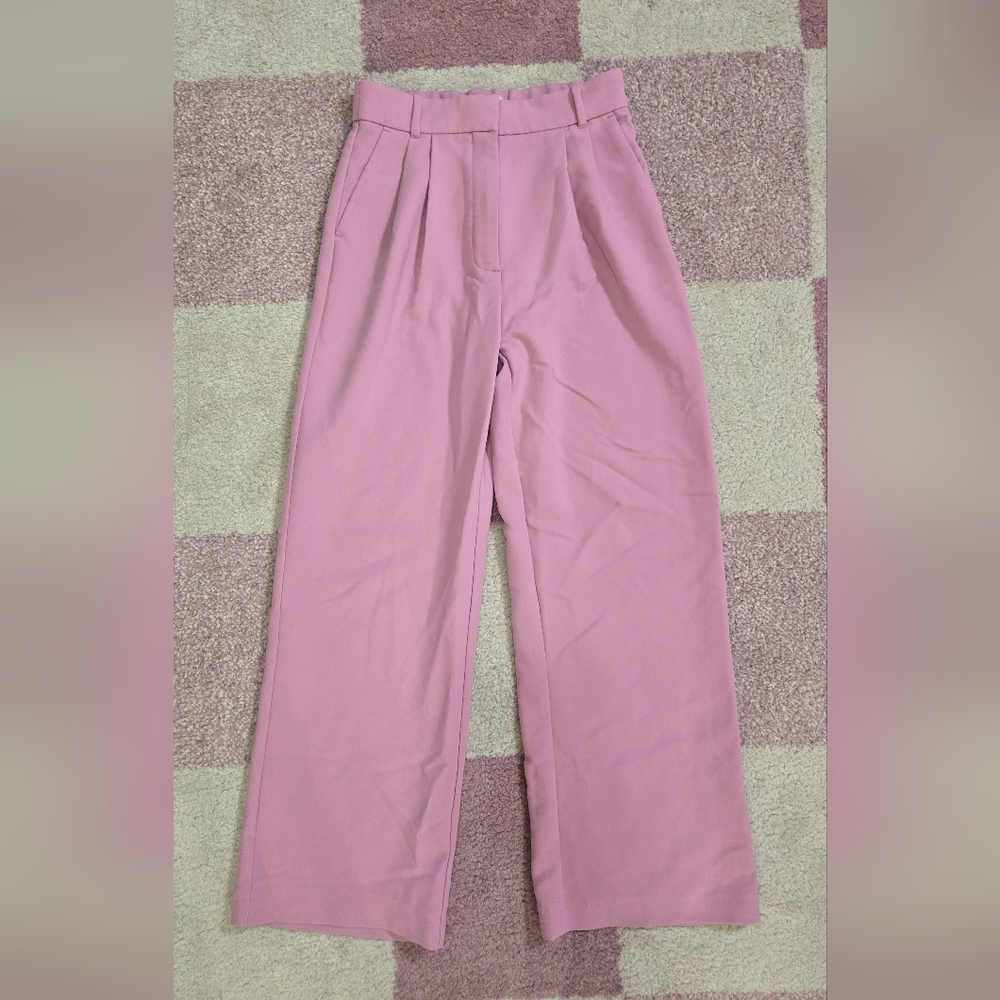 Abercrombie & Fitch Pink High Rise Sloane Tailored Wide Leg Pant 26 short, 26s